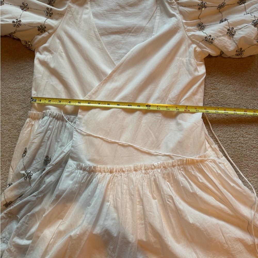 New RHODE Elsa Embellished Cotton Wrap Minidress size S - Picture 16 of 16